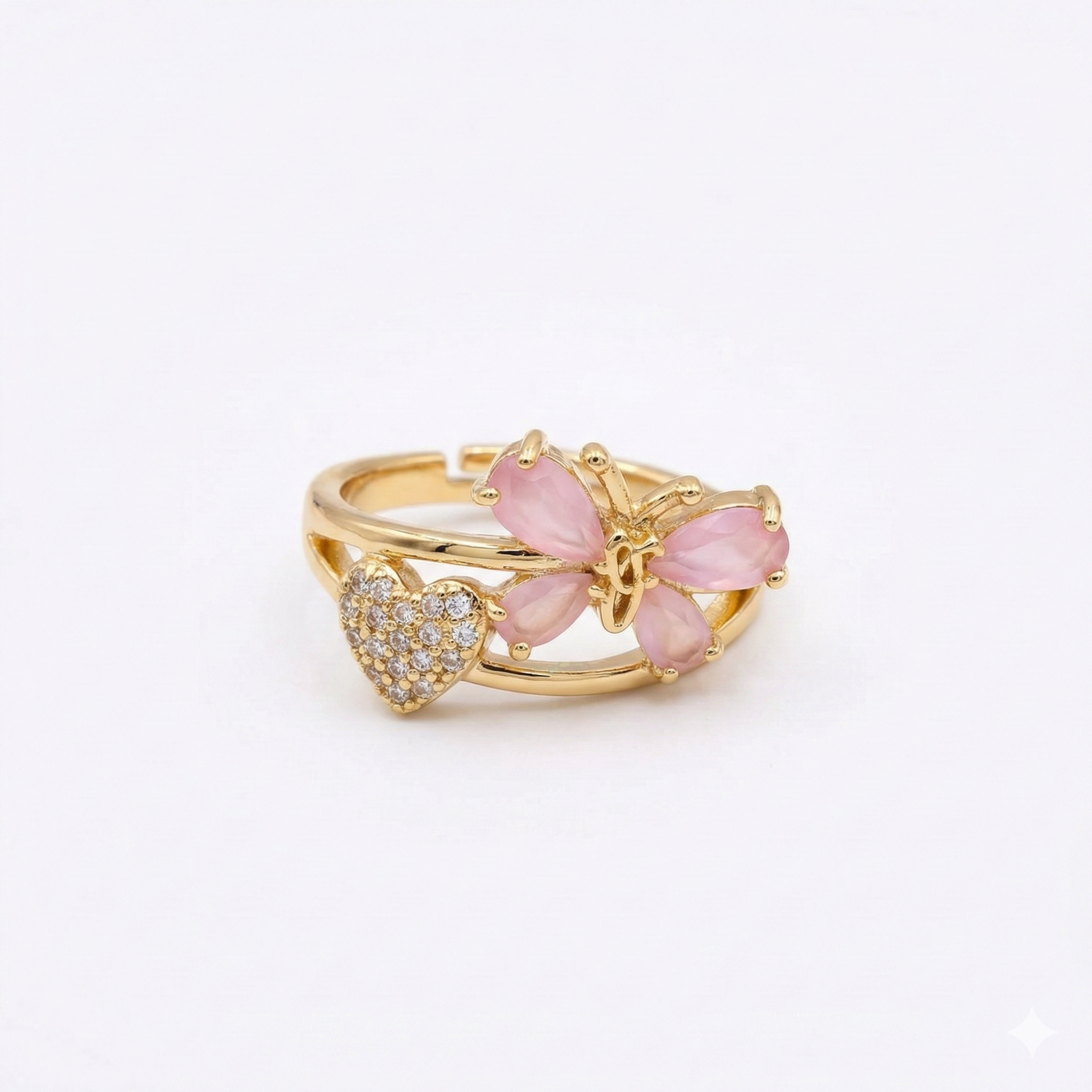 The "Blushing Flutter" Pink Butterfly Open Ring