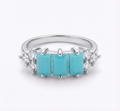 The "Azure Trio" Turquoise Bar Ring