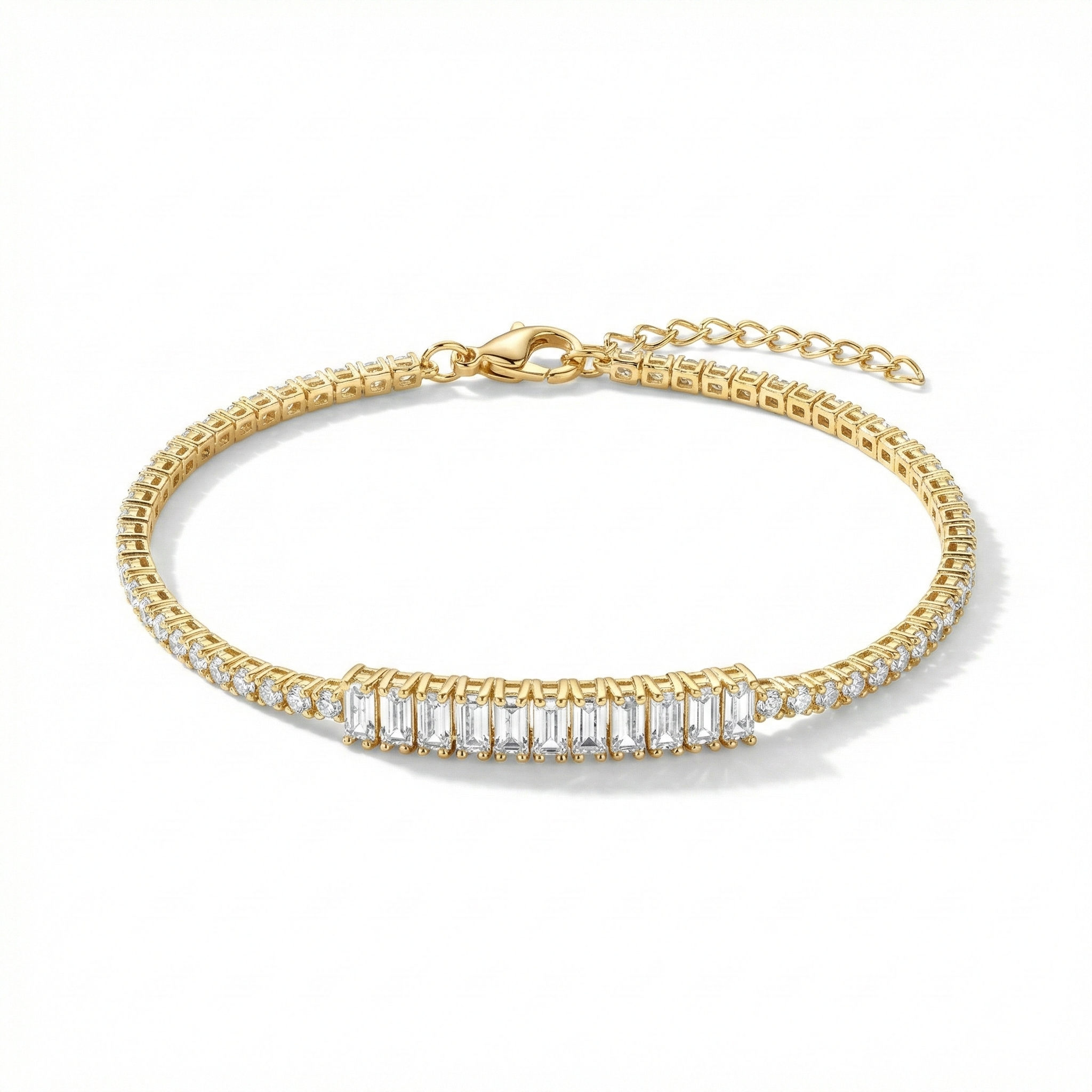 Gold Baguette Bar Tennis Bracelet