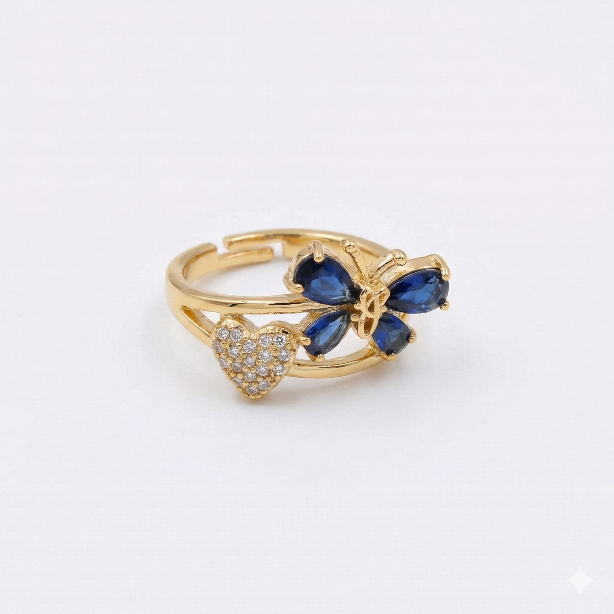 Blue Mariposa Heart Ring