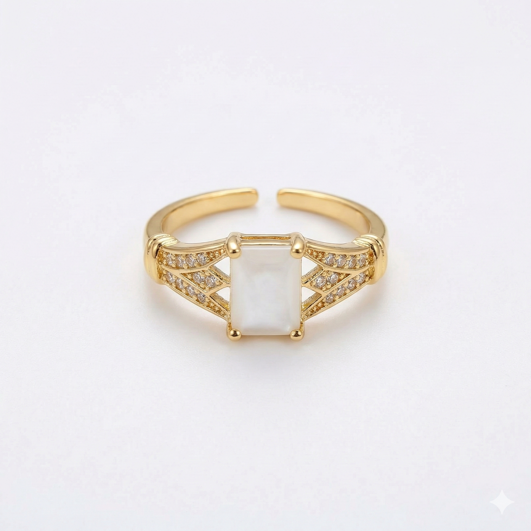 The "Vintage Glow" Emerald-Cut Pearl Ring