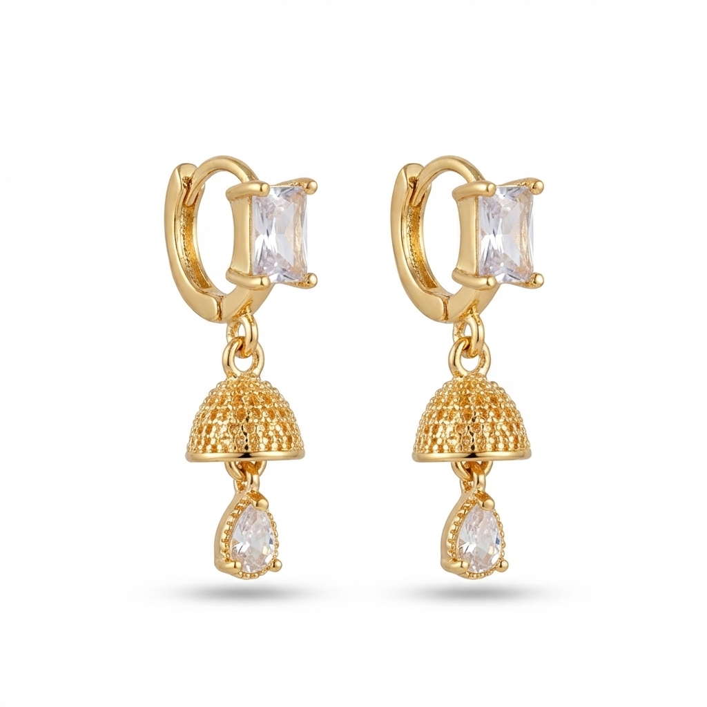 Gold Textured Mini Jhumka Hoops