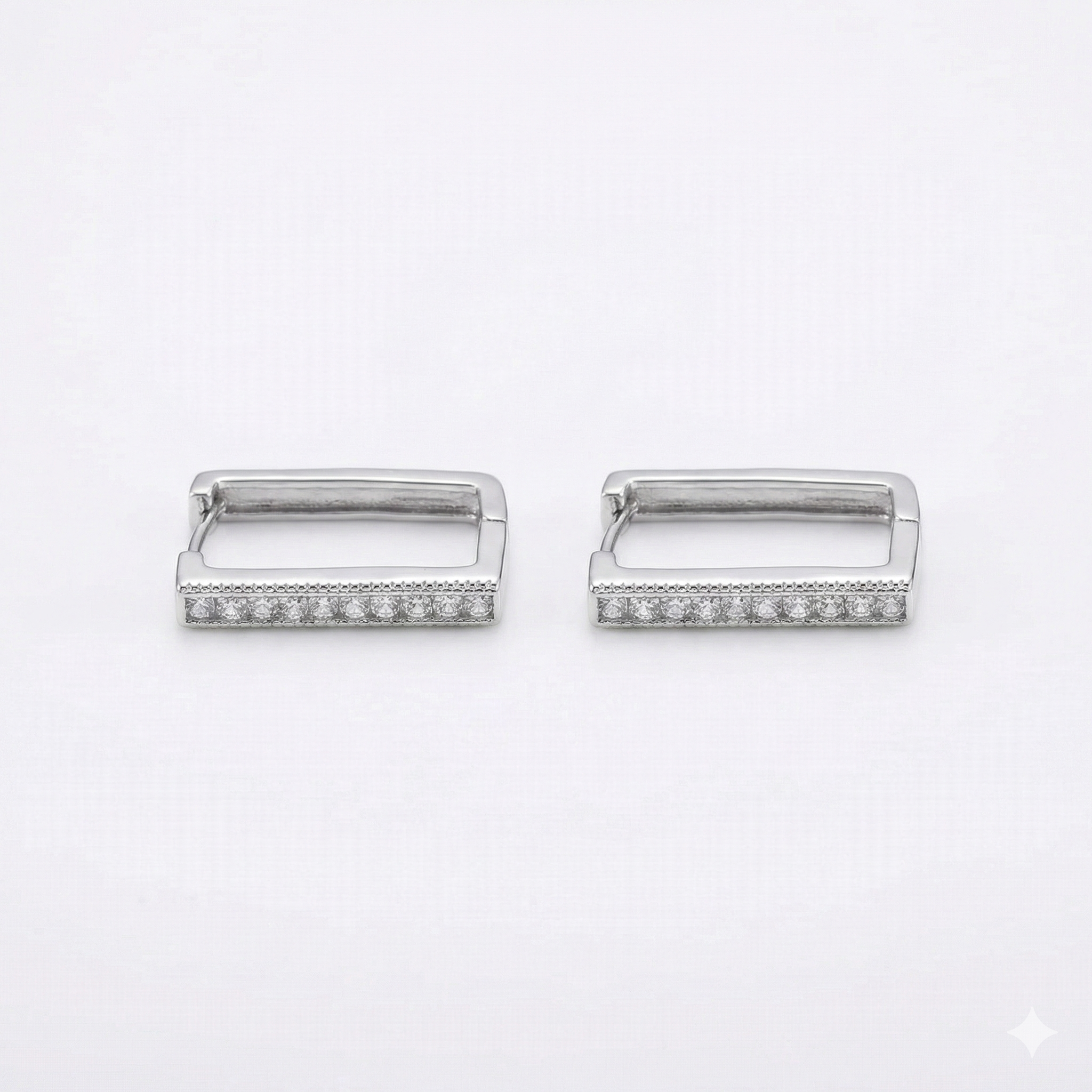 Luxe Rectangular Pave Hoops