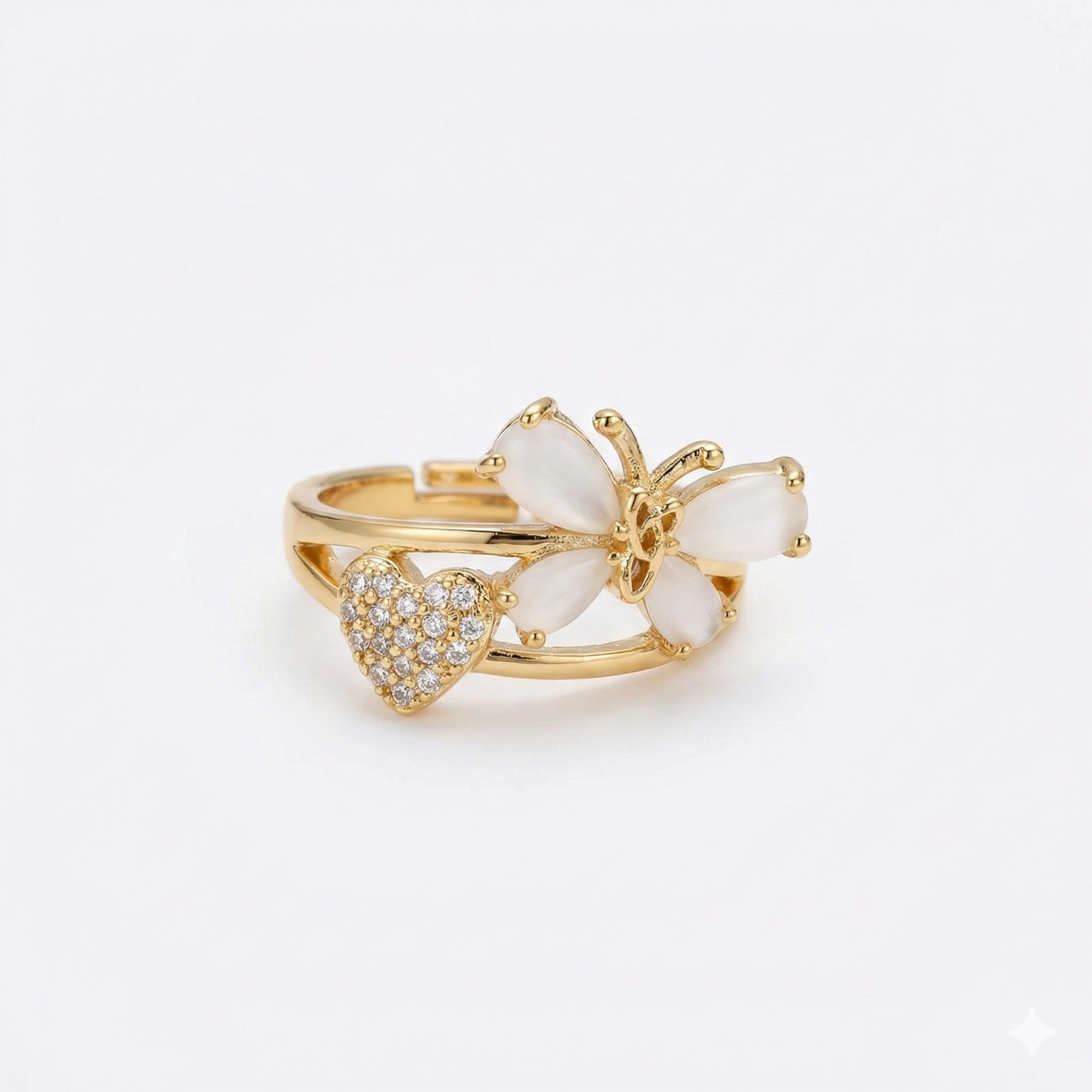 White Pearl Butterfly Ring
