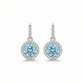 Sterling Silver Azure Gemstone Halo Drop Earrings