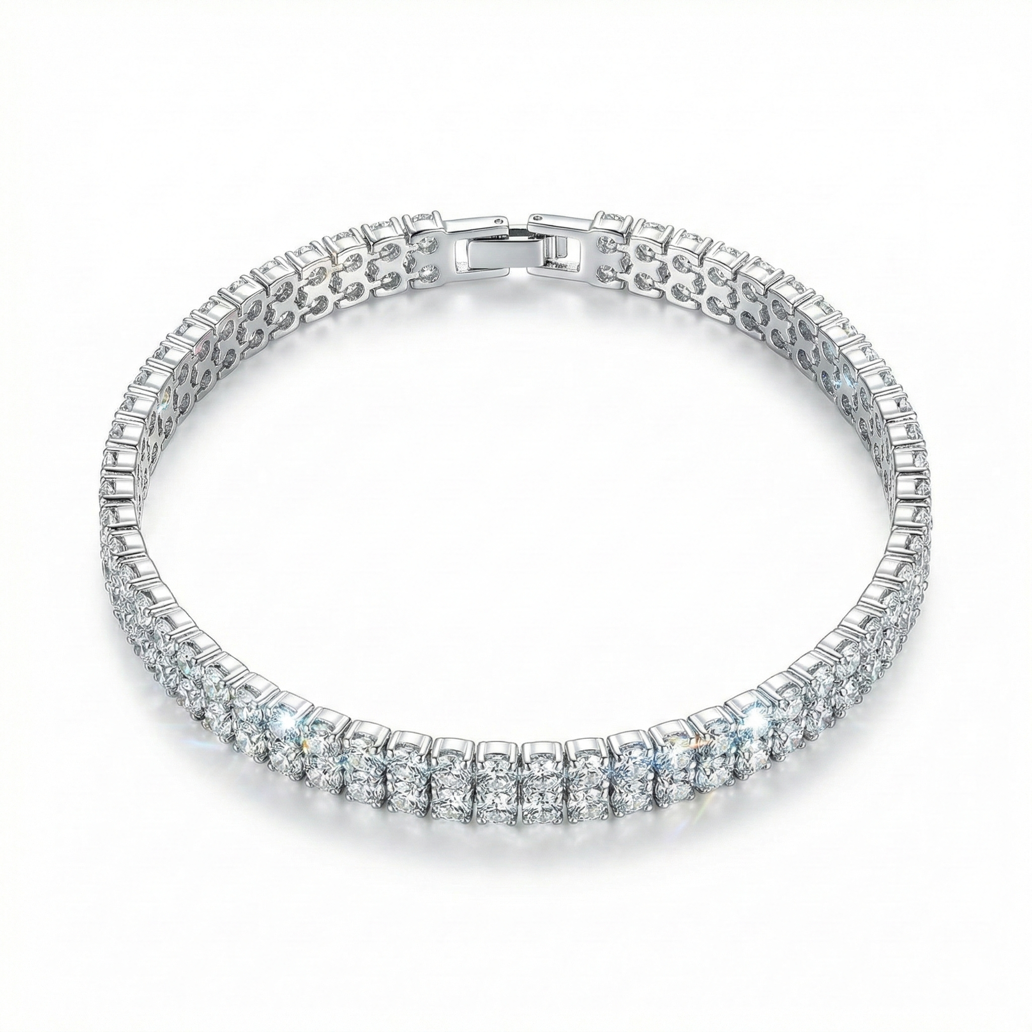 The "Double Radiance" Silver Tennis Bracelet