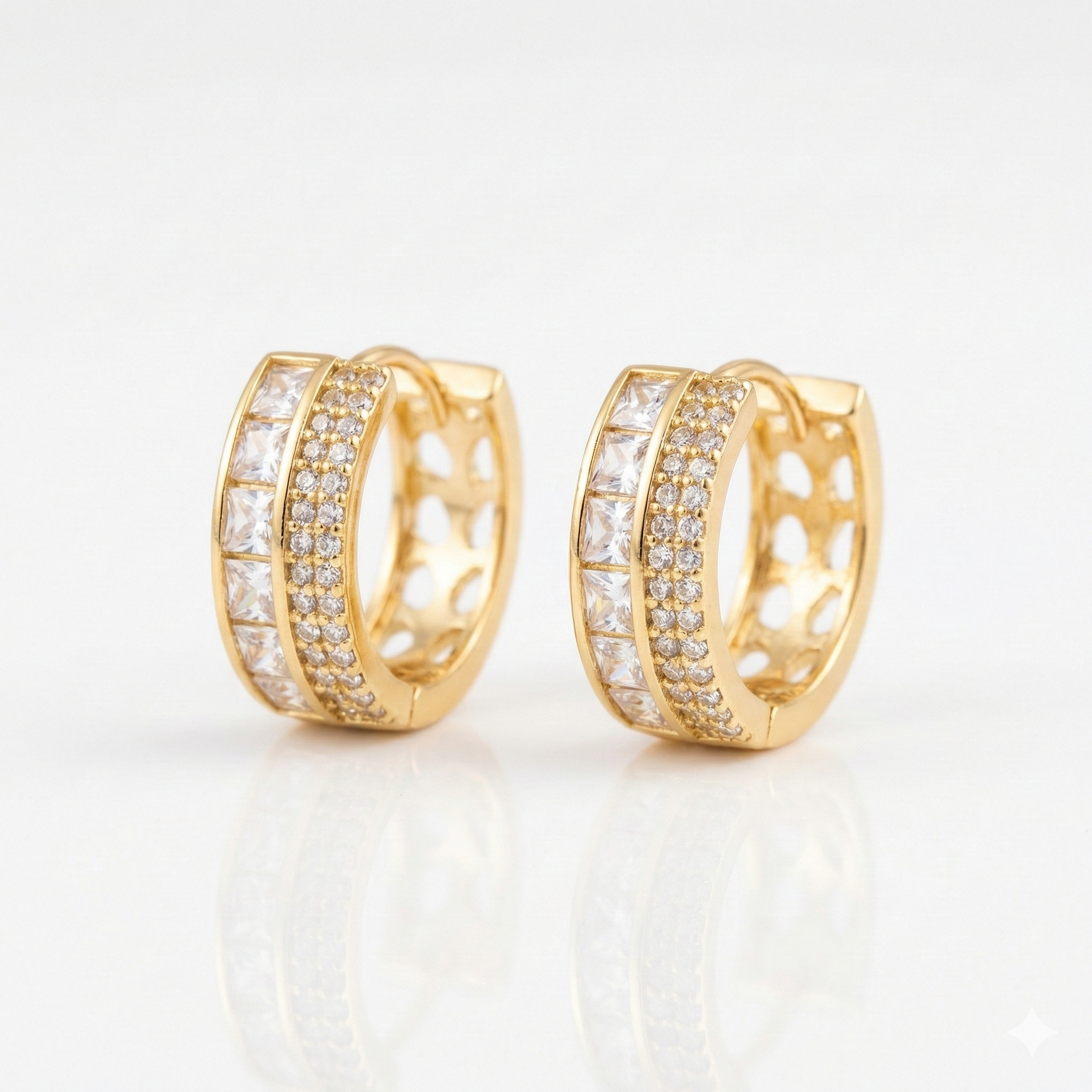Gold Double-Row Huggie Earrings