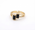 Geometric Black Twin Ring
