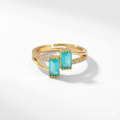 Teal Crystal Twin Ring