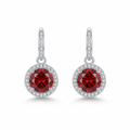 Crimson Red & Crystal Halo Drop Earrings