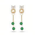 Gold Bow & Green Sphere Tassel Dangles
