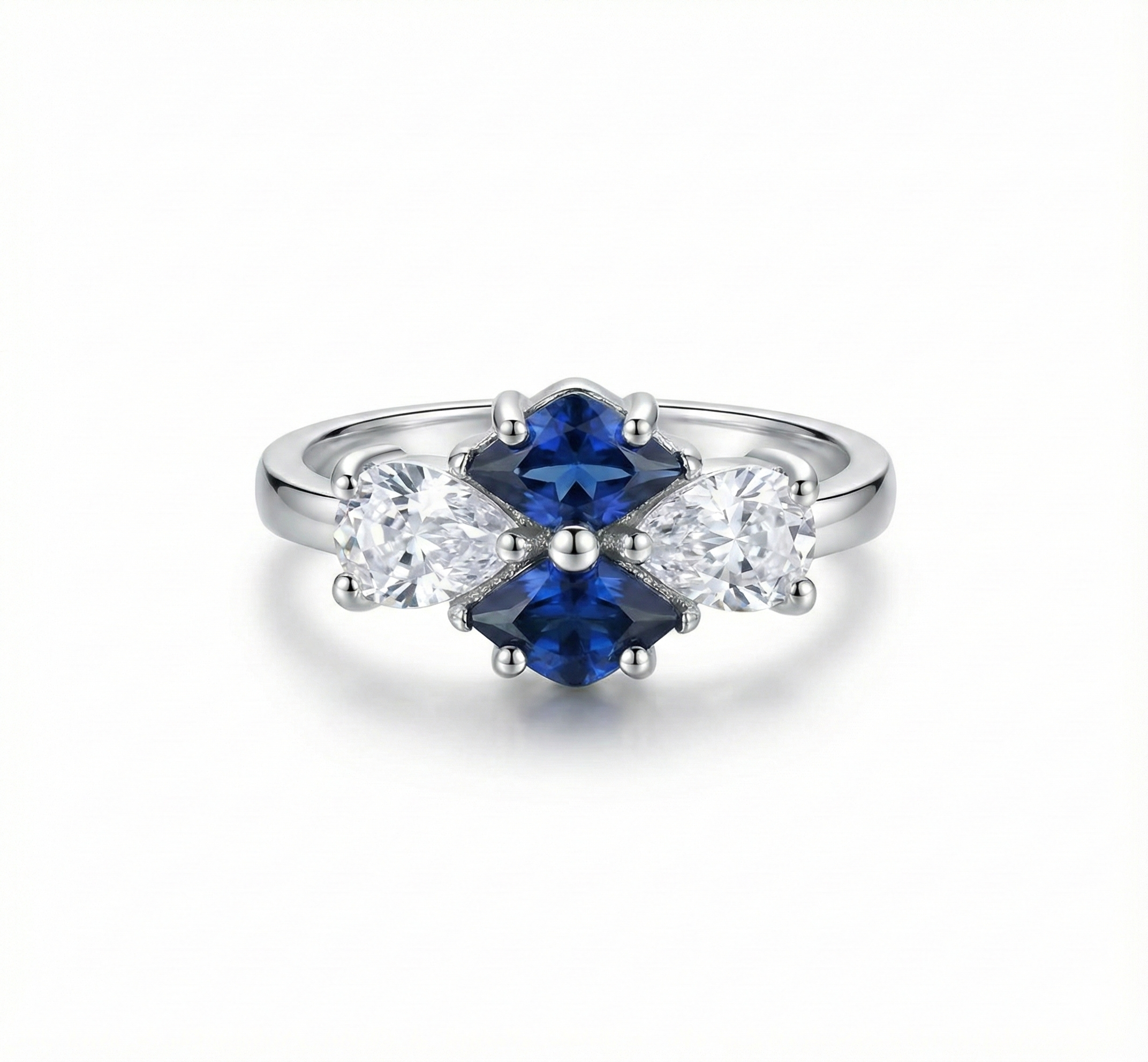 The Sapphire Petal Mosaic Ring