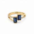 Celestial Blue Twin Stone Gold Ring