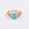 The Cyan Empress Gold Lattice Ring