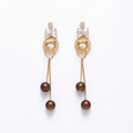 Gold Bow & Brown Sphere Tassel Dangles